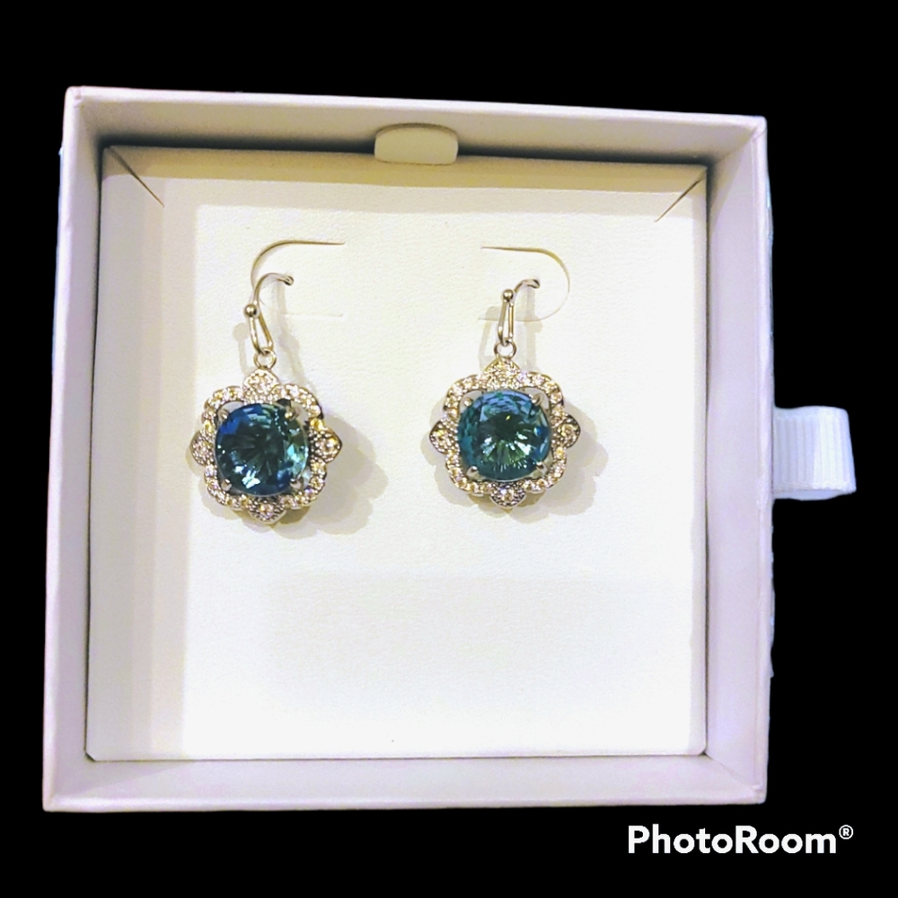 NIB Lime Ombre crystal Rhodium Plate Earrings